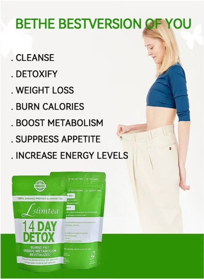 Detox tea Lslimtea 14 Day Detox Herbal Tea | Organic Slimming Tea Blend | Green Tea Infusion | Vegan & Clean Label - Image 2